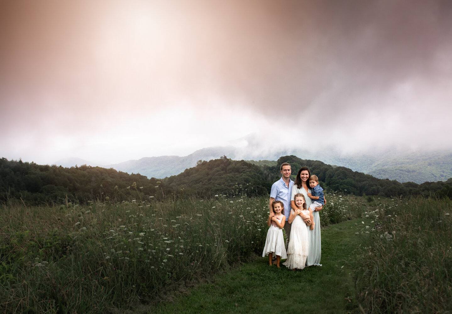 Family on mountain top Asheville Family Photographer