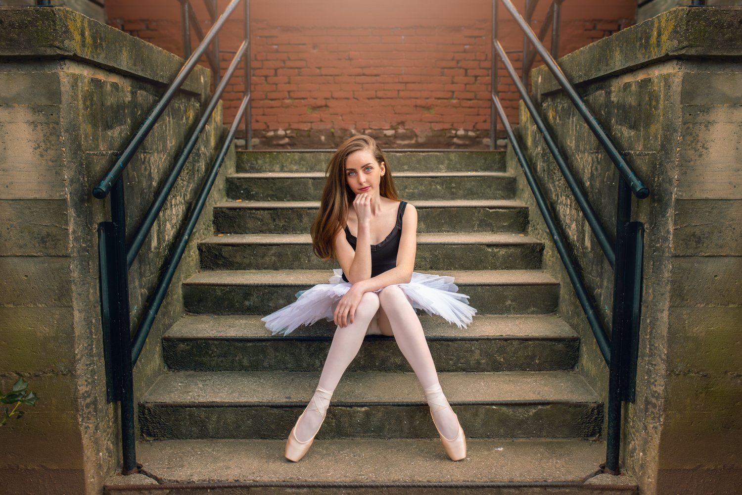 ballerina in an urban setting Asheville Senior Photographer