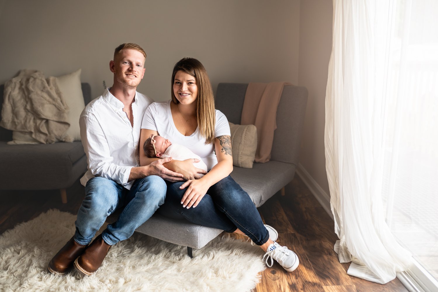 Mom and Dad with Newborn Baby Girl - Best Newborn Photographer in Asheville