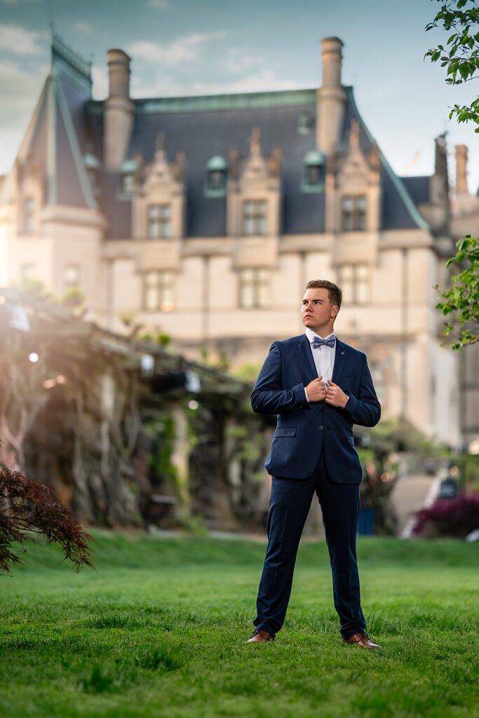 High School Senior in a suite photographed at the Biltmore in Asheville NC